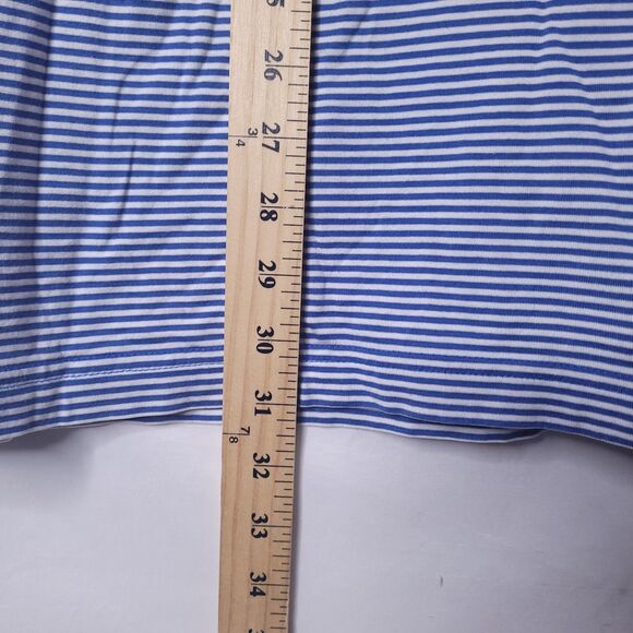 J Mclaughlin Polo Shirt Mens Large Striped Blue, White Pima Cotton Golf - Picture 6 of 11